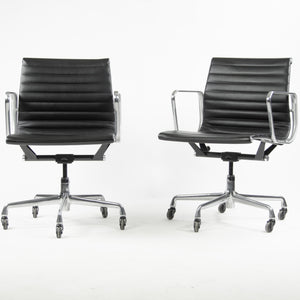 SOLD Herman Miller Eames Aluminum Group Low Back Chair Black Leather 2009 2x Available