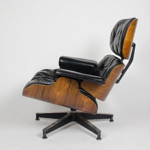 SOLD 1956 Herman Miller Eames Lounge Chair w Swivel Ottoman Boots + 2 hole armrests