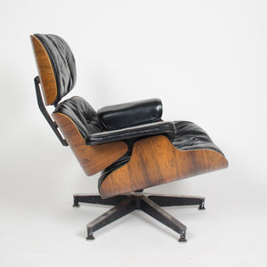 SOLD 1956 Herman Miller Eames Lounge Chair w Swivel Ottoman Boots + 2 hole armrests