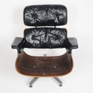 SOLD 1956 Herman Miller Eames Lounge Chair w Swivel Ottoman Boots + 2 hole armrests