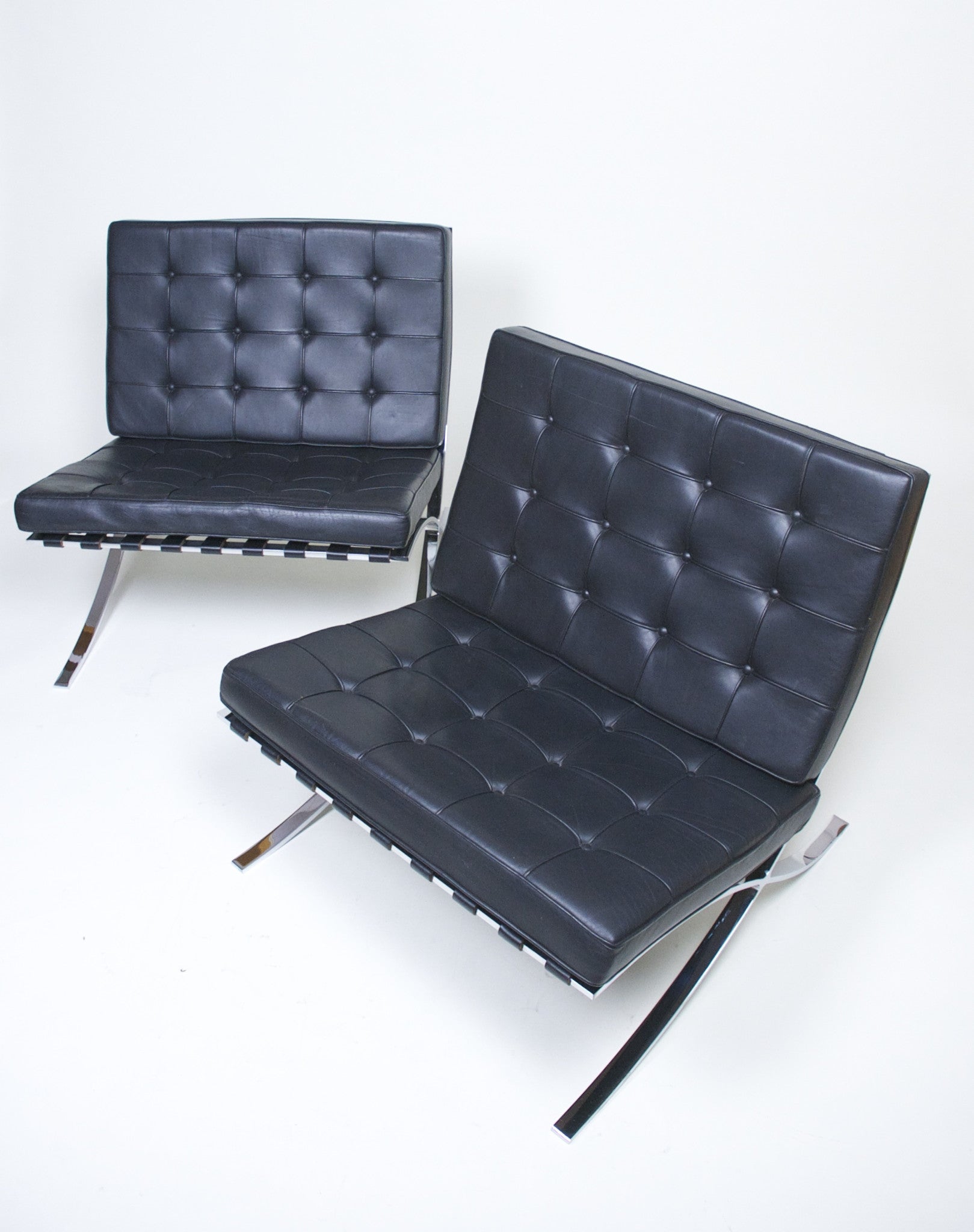 SOLD Knoll Barcelona Chair Mies Van Der Rohe Black Leather #1
