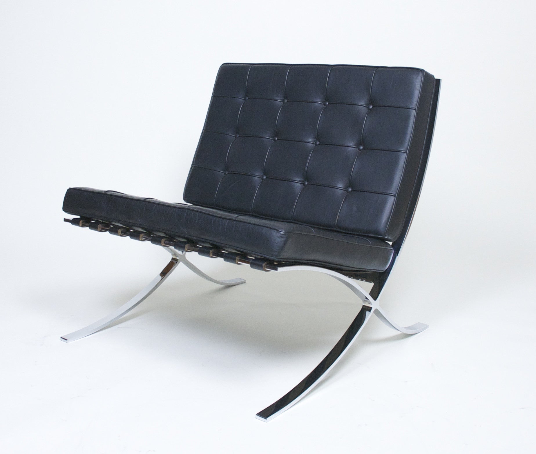 SOLD Knoll Barcelona Chair Mies Van Der Rohe Black Leather #1