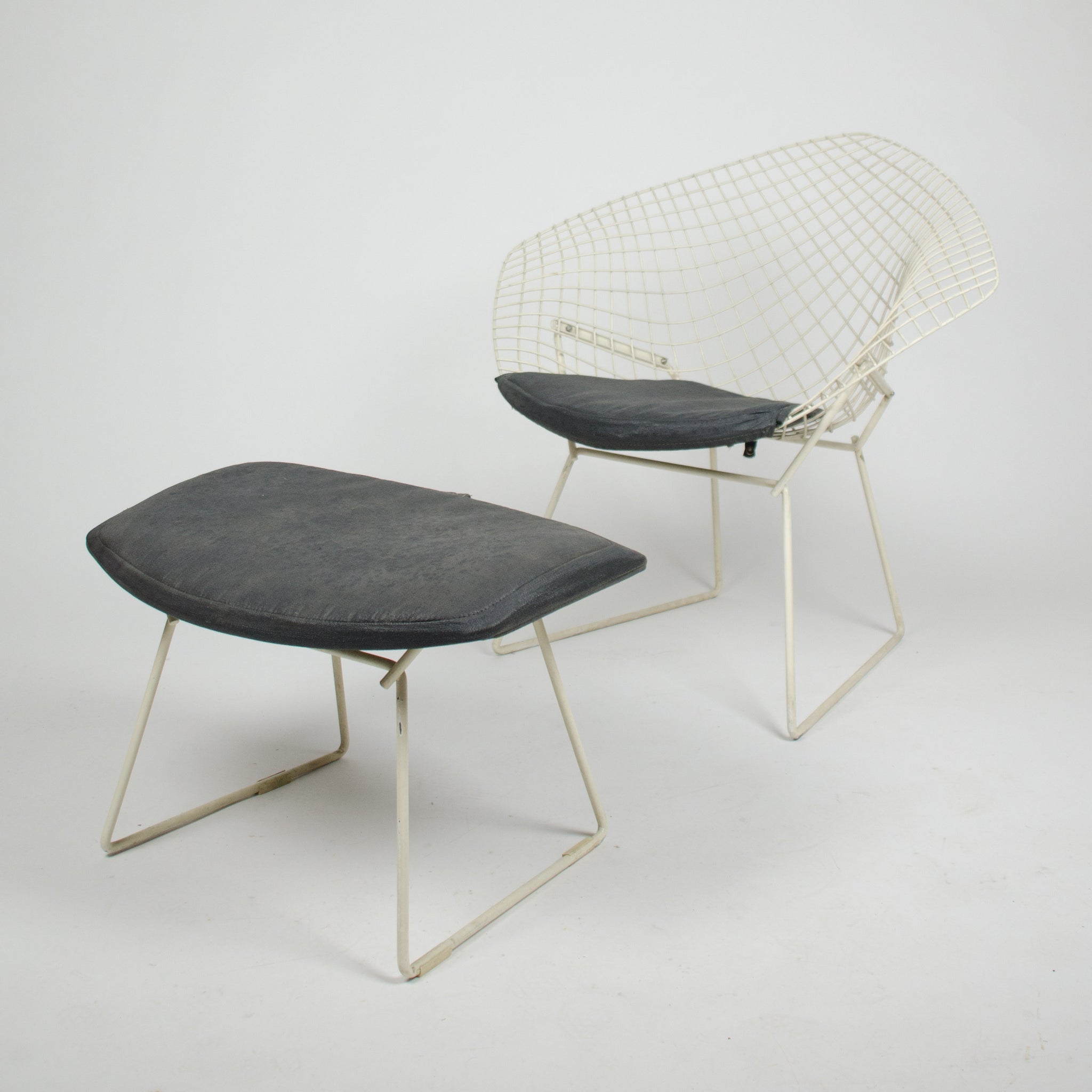 SOLD Harry Bertoia Diamond Lounge Chair for Knoll International + Ottoman 2x