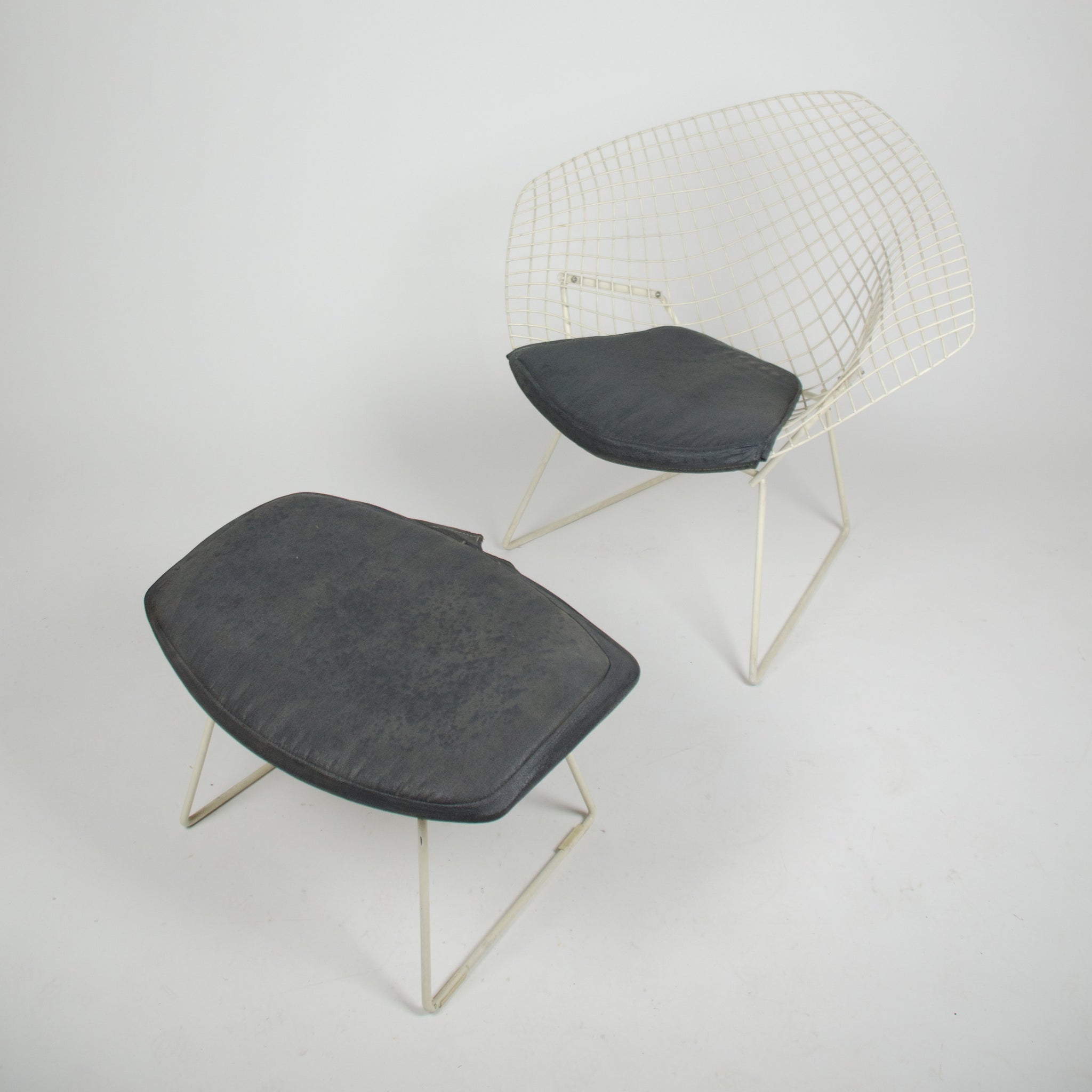 SOLD Harry Bertoia Diamond Lounge Chair for Knoll International + Ottoman 2x