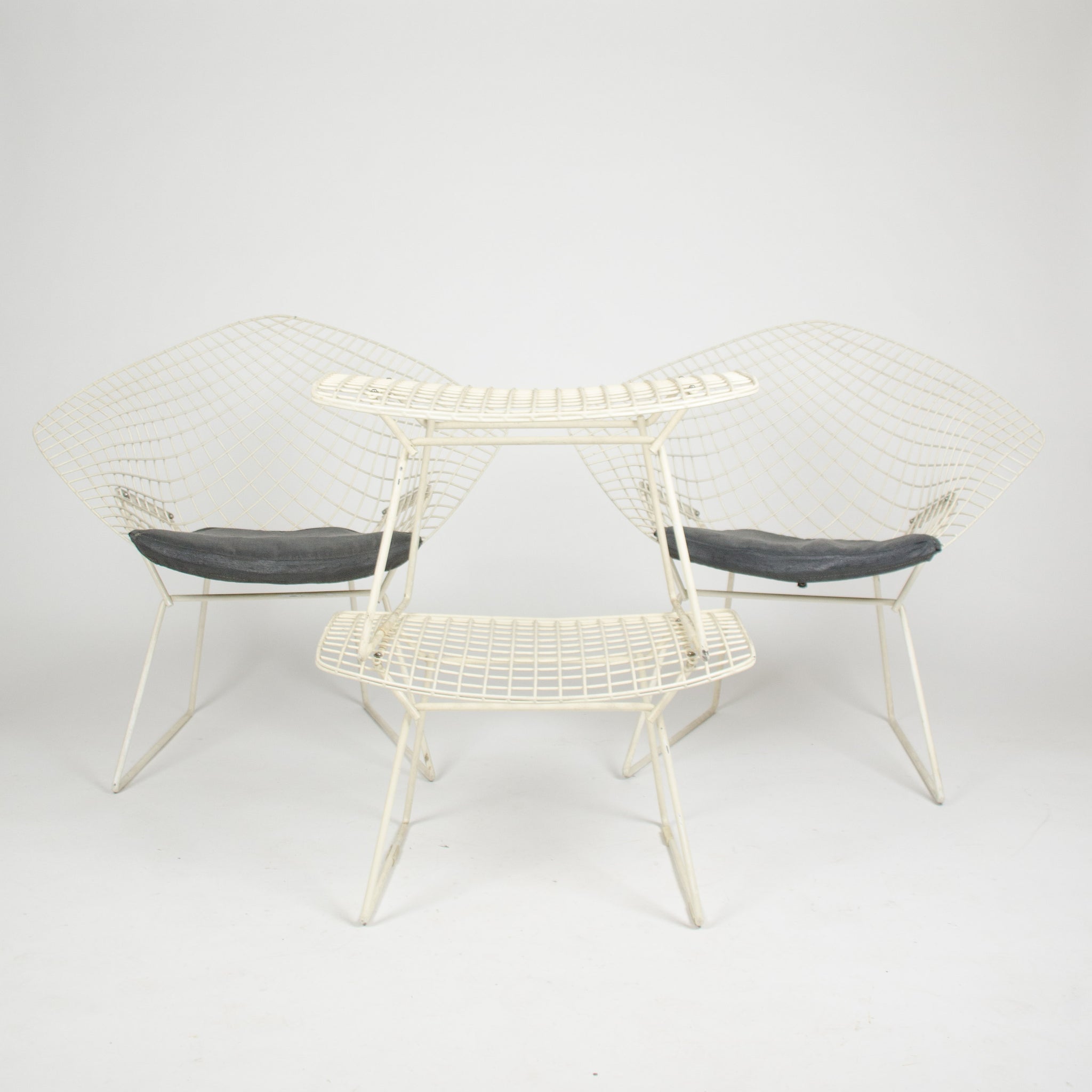 SOLD Harry Bertoia Diamond Lounge Chair for Knoll International + Ottoman 2x