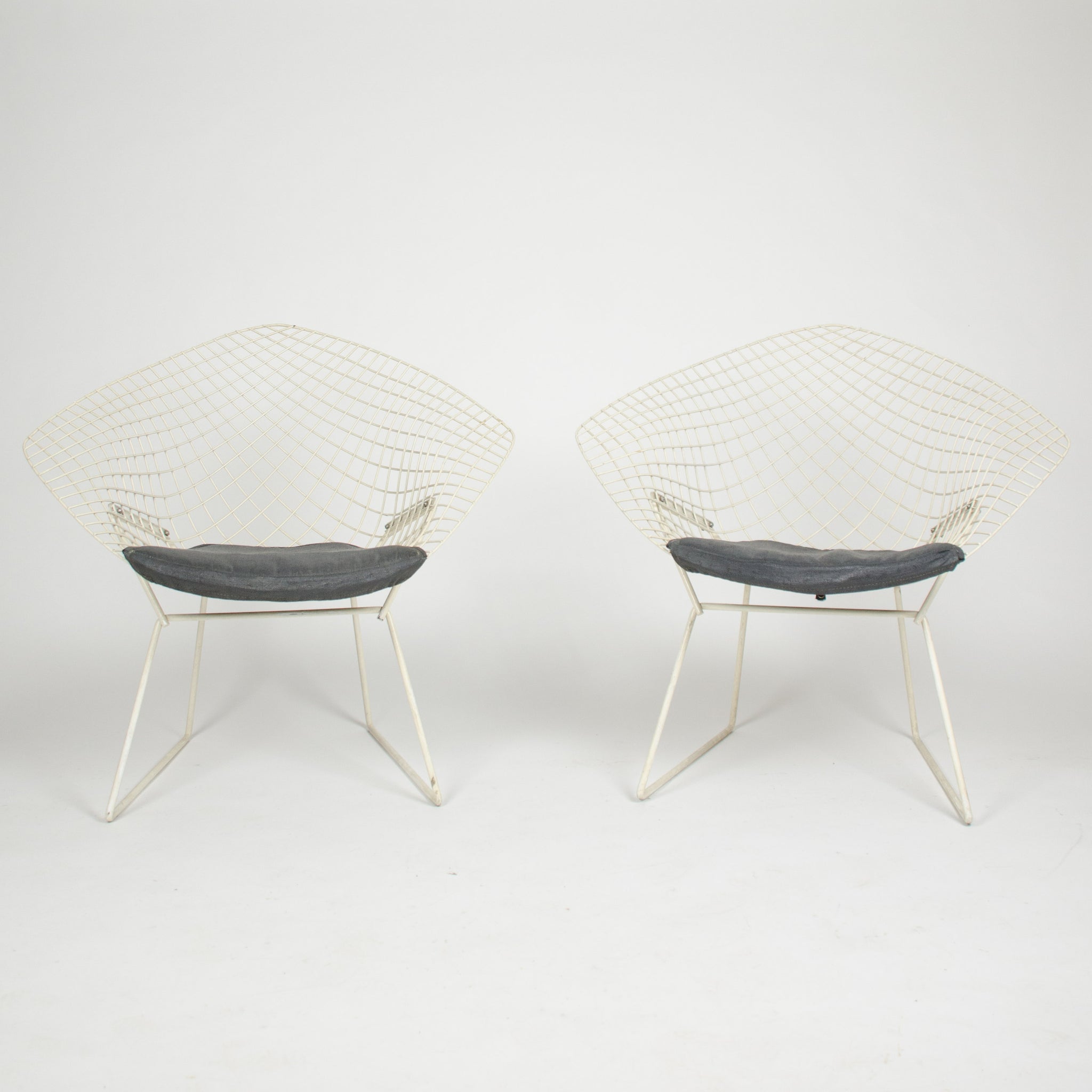 SOLD Harry Bertoia Diamond Lounge Chair for Knoll International + Ottoman 2x