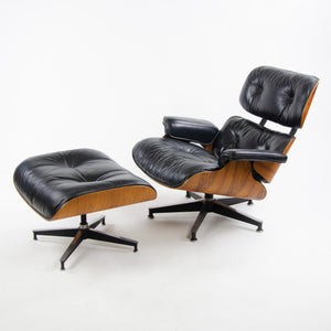 SOLD 1970's Herman Miller Eames Lounge Chair & Ottoman Rosewood 670 671 Black Leather