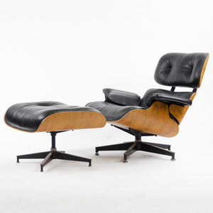 SOLD 1980's Herman Miller Eames Lounge Chair & Ottoman Rosewood 670 671 Black Leather