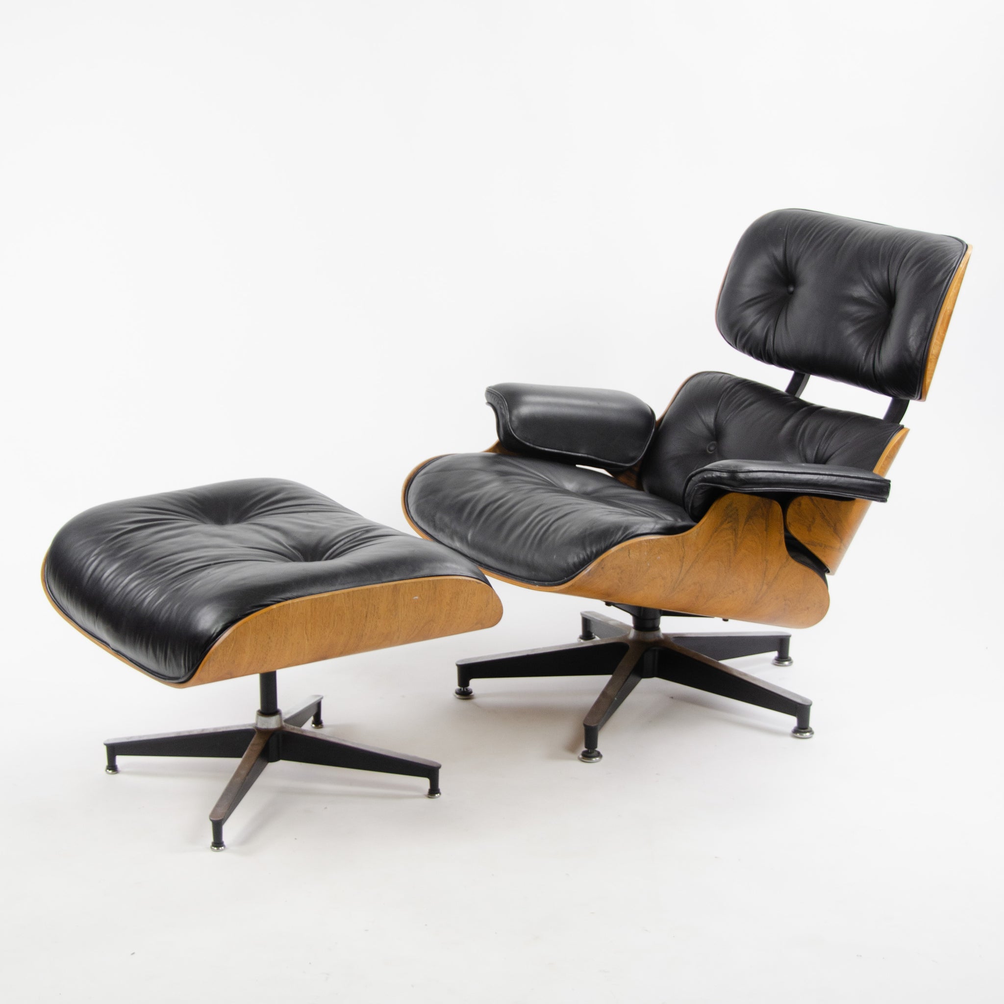 SOLD 1980's Herman Miller Eames Lounge Chair & Ottoman Rosewood 670 671 Black Leather