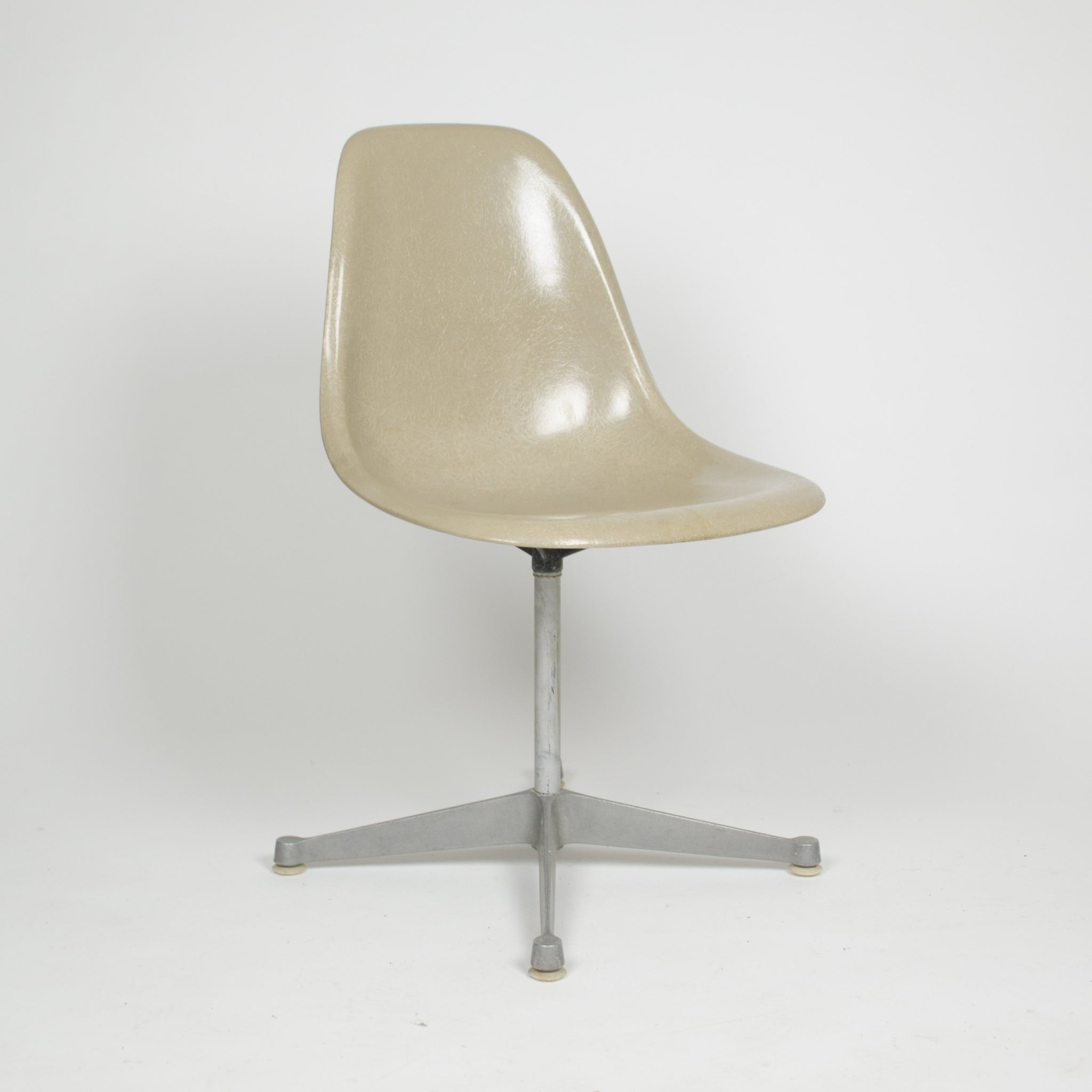SOLD Eames Herman Miller Gray Greige Fiberglass Side Shell Chair