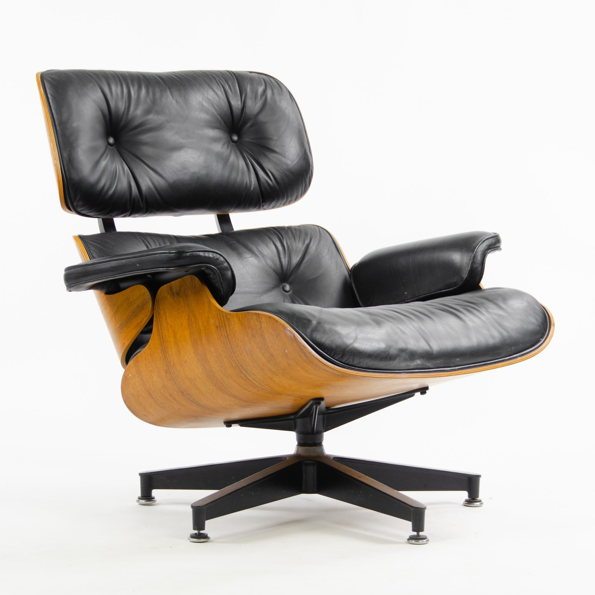 SOLD 1980's Herman Miller Eames Lounge Chair & Ottoman Rosewood 670 671 Black Leather