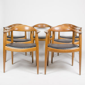 SOLD 1960's Set of Hans Wegner Round The Chair Johannes Hansen For Knoll Danish Oak Armchairs