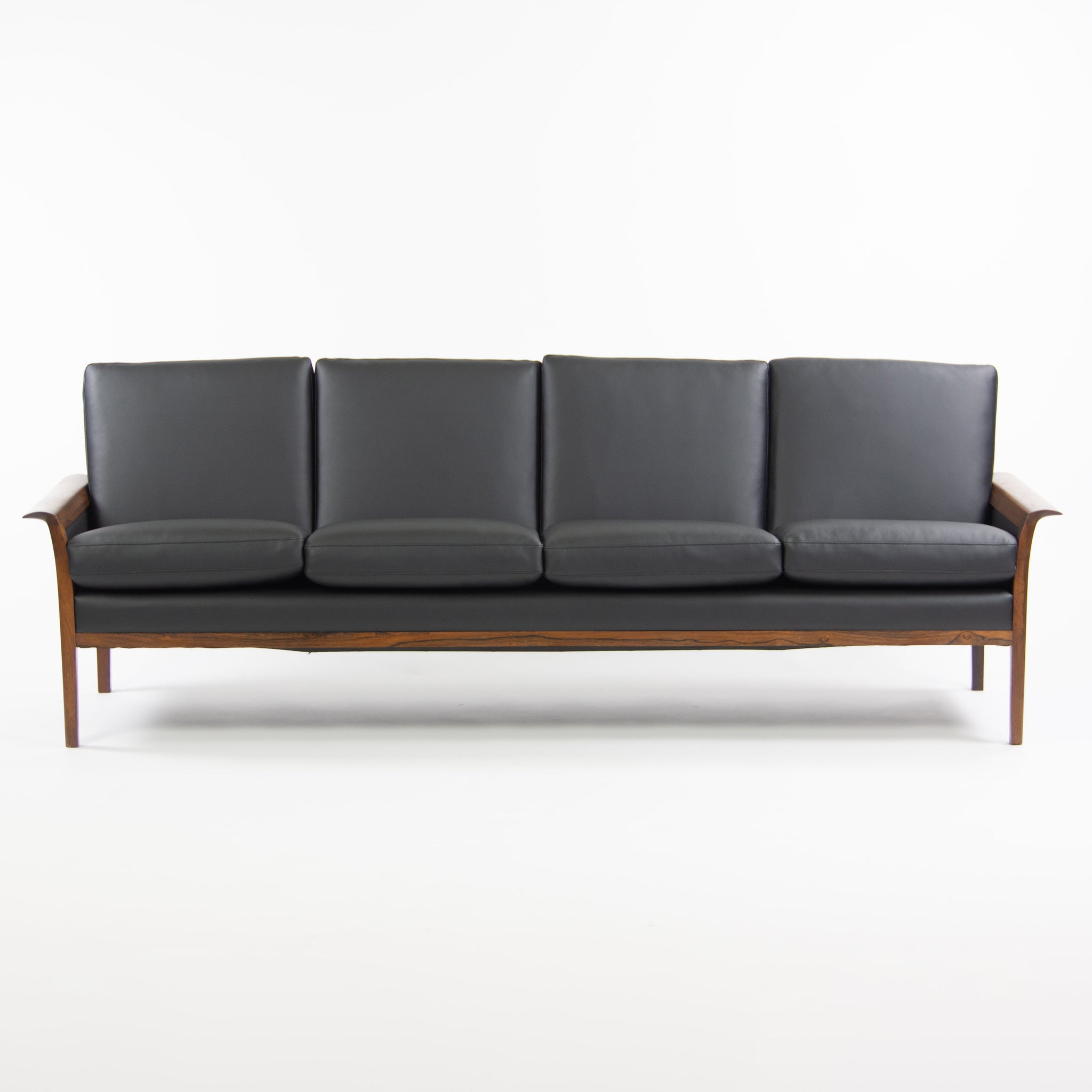 1960's Knut Saeter Rosewood Sofa for Vatne Mobler Norway New Black Upholstery
