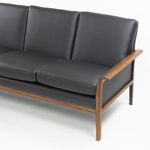 1960's Knut Saeter Rosewood Sofa for Vatne Mobler Norway New Black Upholstery