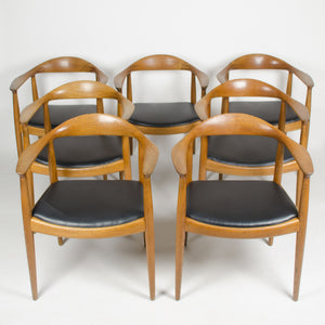 SOLD 1960's Set of Hans Wegner Round The Chair Johannes Hansen For Knoll Danish Oak Armchairs