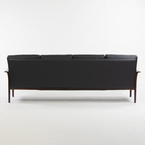 1960's Knut Saeter Rosewood Sofa for Vatne Mobler Norway New Black Upholstery