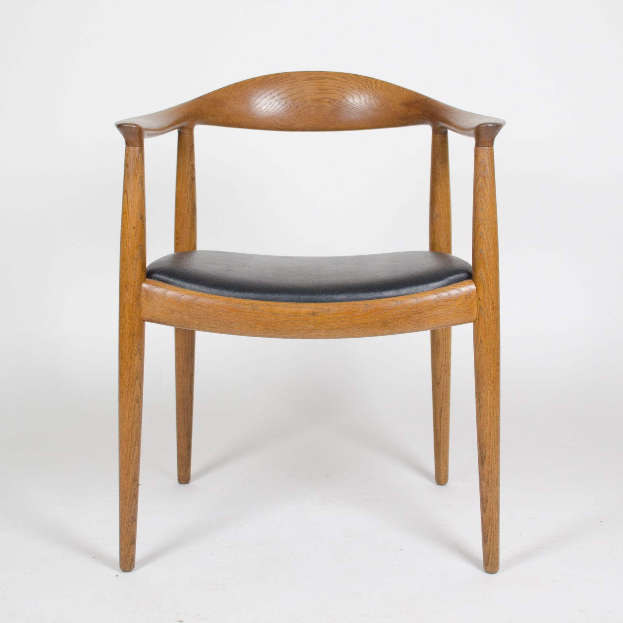 SOLD 1960's Set of Hans Wegner Round The Chair Johannes Hansen For Knoll Danish Oak Armchairs