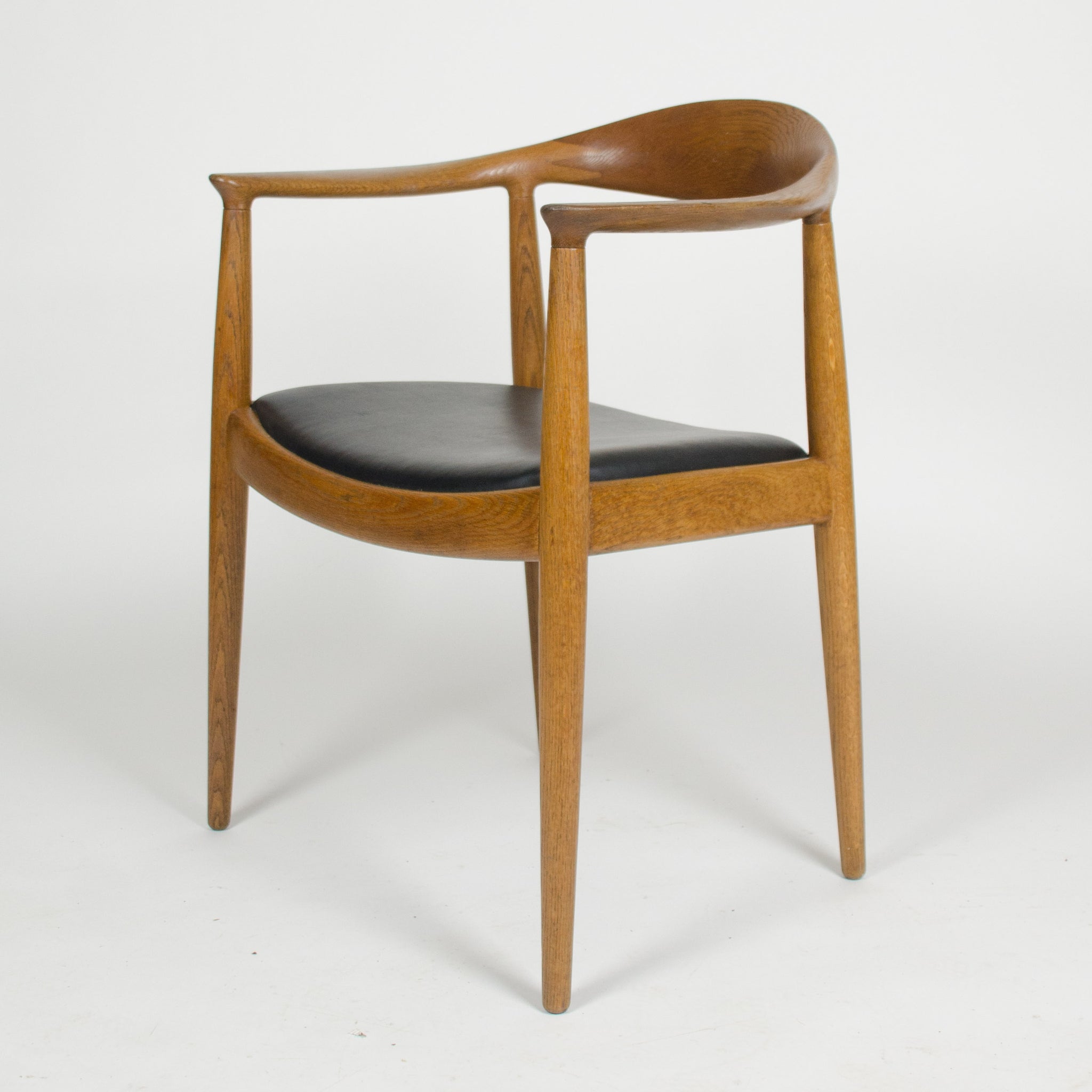 SOLD 1960's Set of Hans Wegner Round The Chair Johannes Hansen For Knoll Danish Oak Armchairs