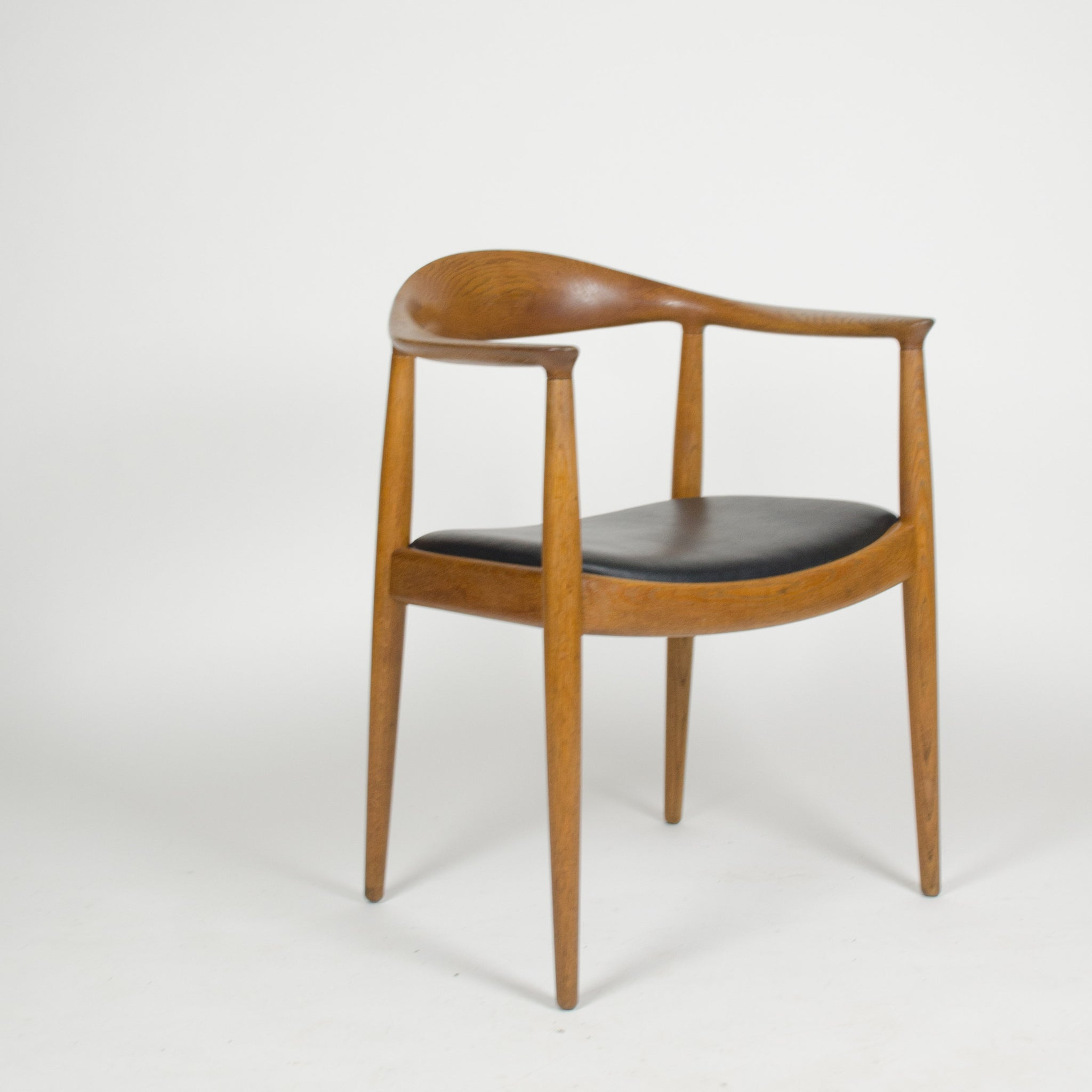 SOLD 1960's Set of Hans Wegner Round The Chair Johannes Hansen For Knoll Danish Oak Armchairs