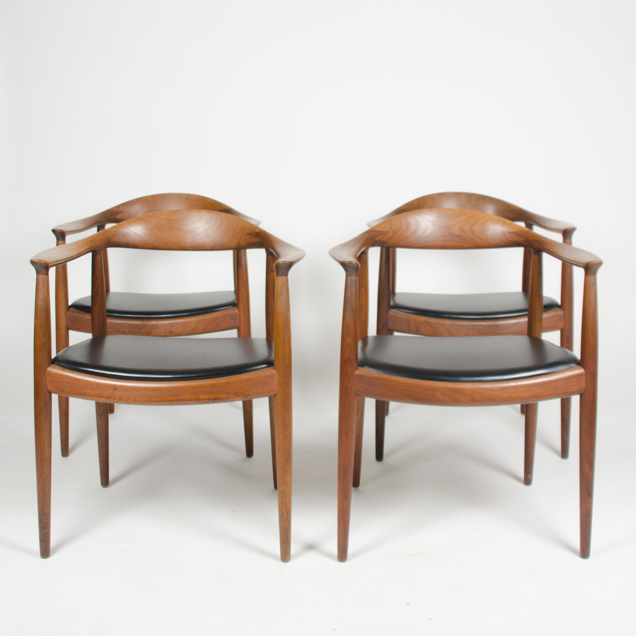 SOLD 4x Hans Wegner Round The Chair Johannes Hansen Denmark For Knoll Teak Armchairs
