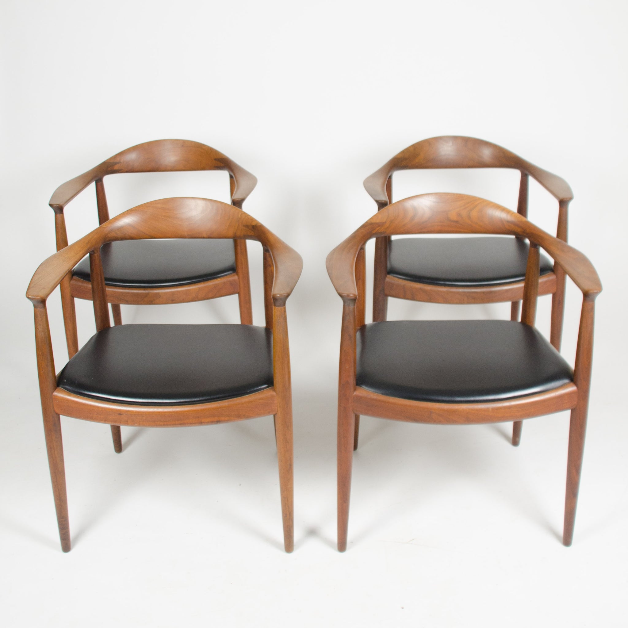 SOLD 12 Hans Wegner Round The Chair Johannes Hansen Denmark For Knoll Teak Armchairs