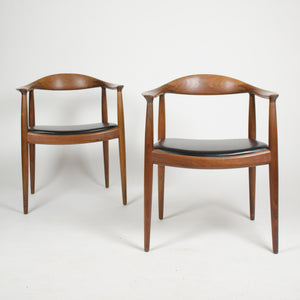 SOLD 12 Hans Wegner Round The Chair Johannes Hansen Denmark For Knoll Teak Armchairs