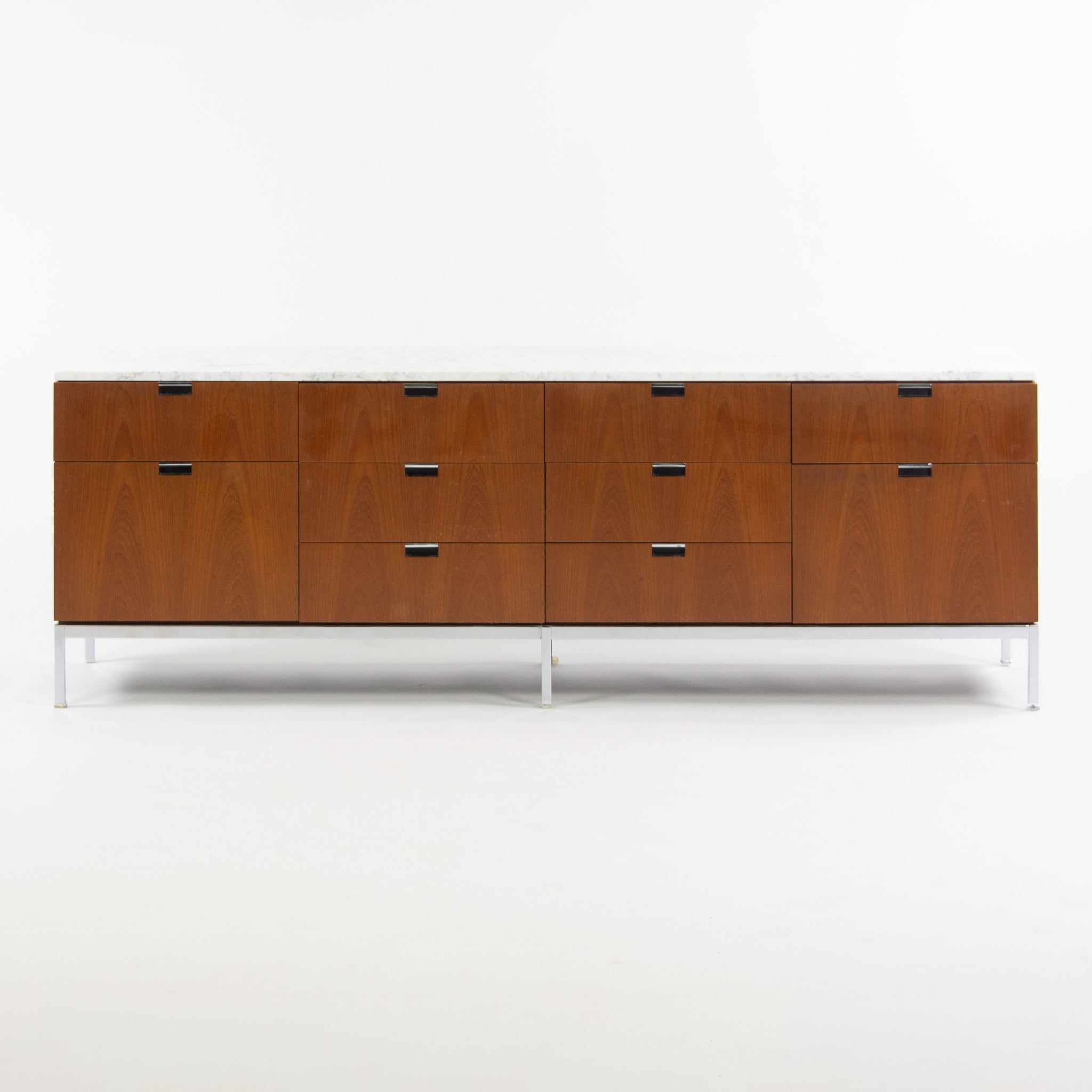 SOLD 1960's Vintage Florence Knoll Walnut and Marble Credenza Cabinet Sideboard