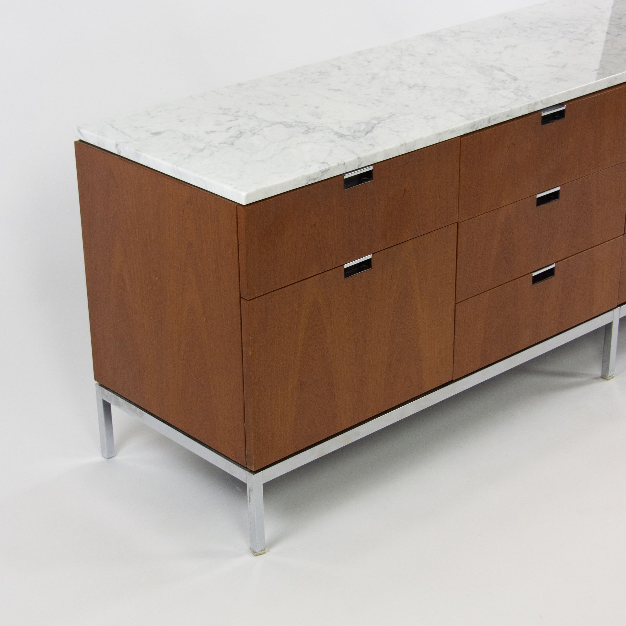 SOLD 1960's Vintage Florence Knoll Walnut and Marble Credenza Cabinet Sideboard