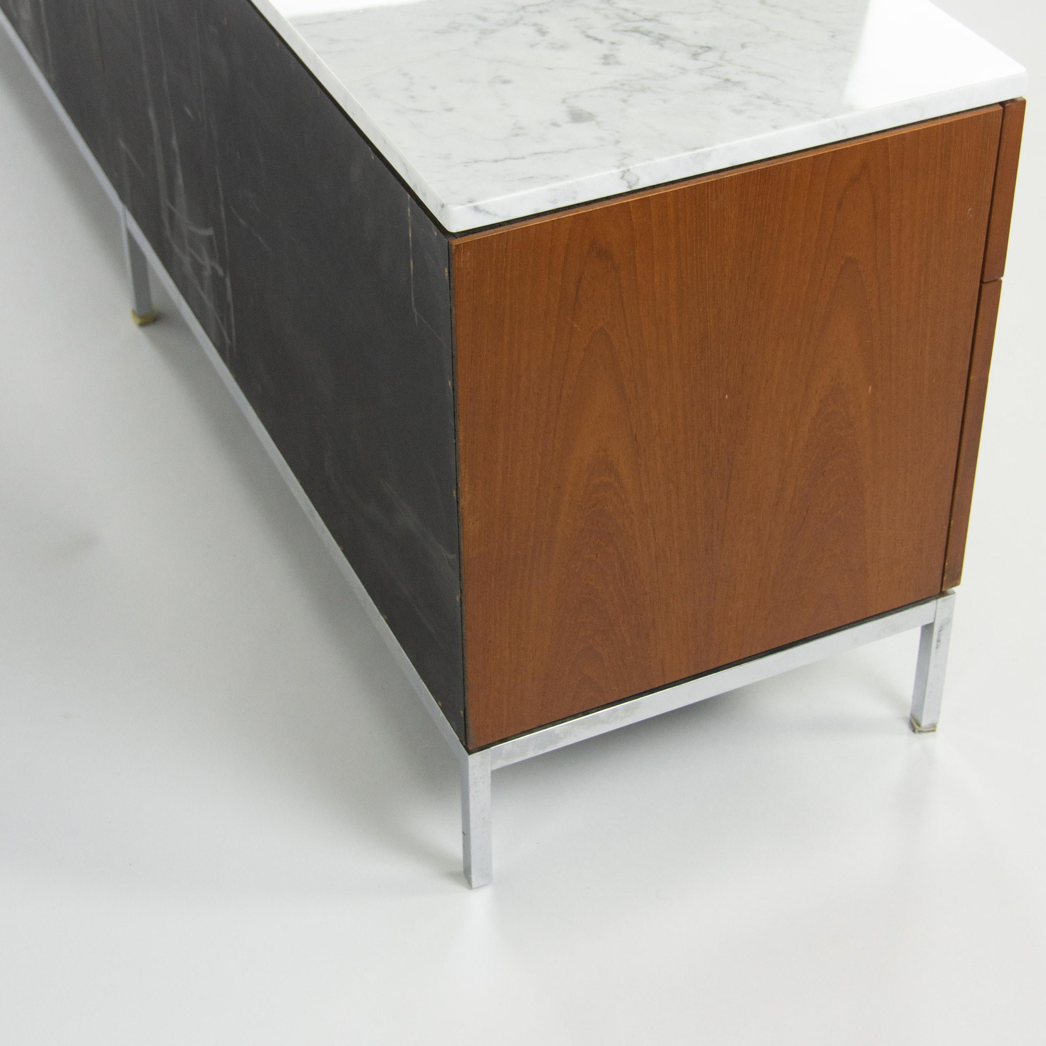 SOLD 1960's Vintage Florence Knoll Walnut and Marble Credenza Cabinet Sideboard