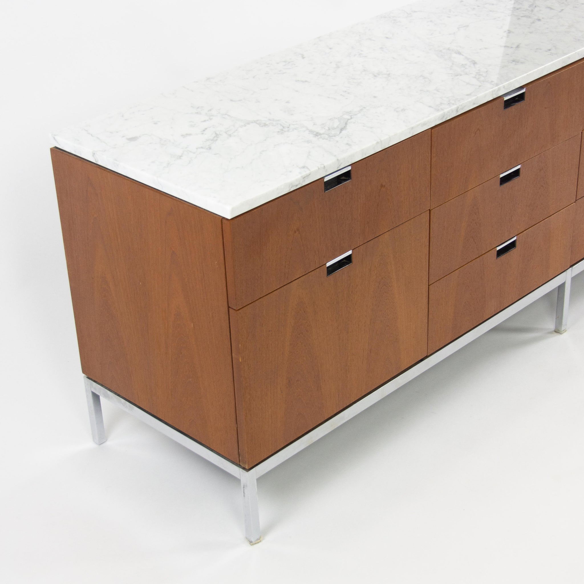 SOLD 1960's Vintage Florence Knoll Walnut and Marble Credenza Cabinet Sideboard