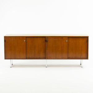 SOLD 1960's Vintage Florence Knoll Walnut and Leather Credenza Cabinet Sideboard