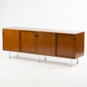 SOLD 1960's Vintage Florence Knoll Walnut and Leather Credenza Cabinet Sideboard