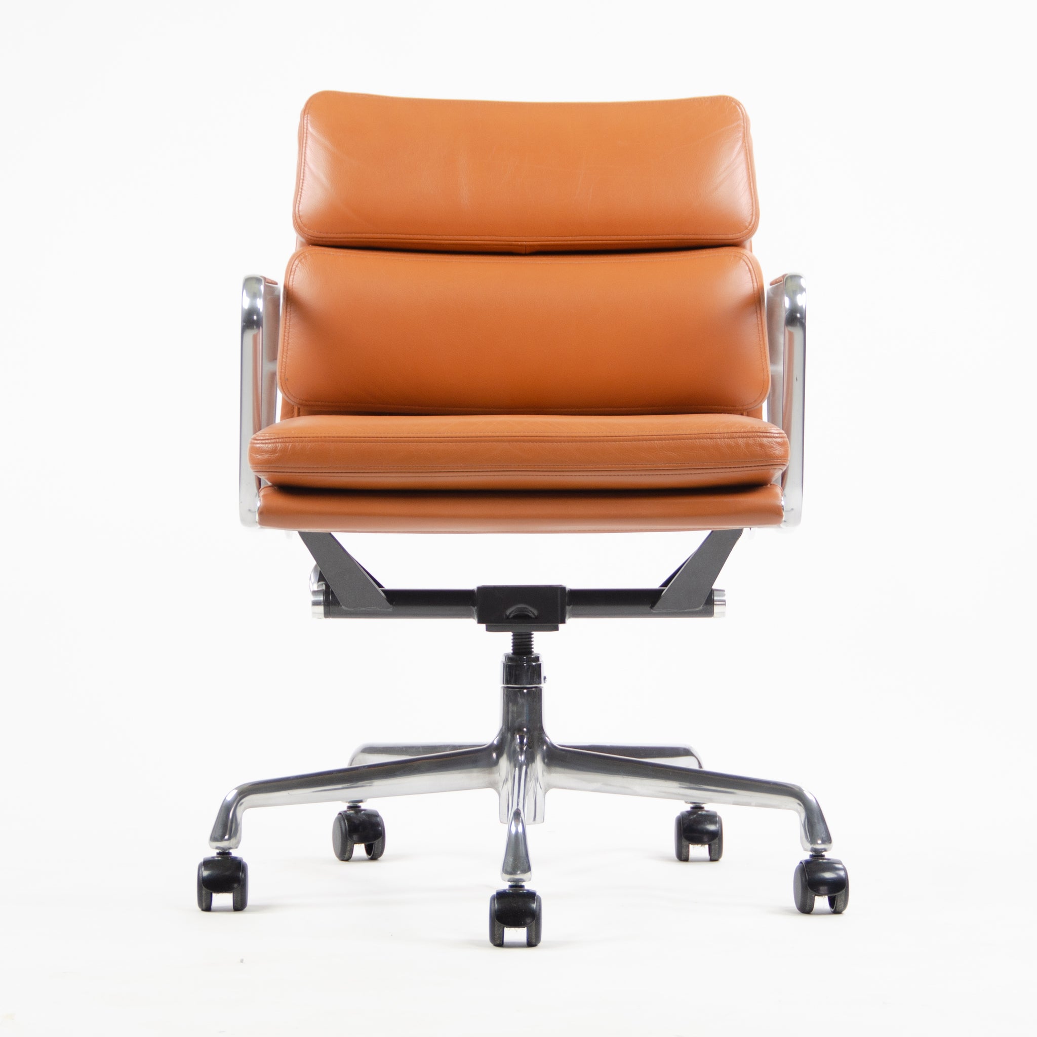 SOLD Brand New 2017 Eames Herman Miller Low Soft Pad Aluminum Desk Chair Cognac Leather