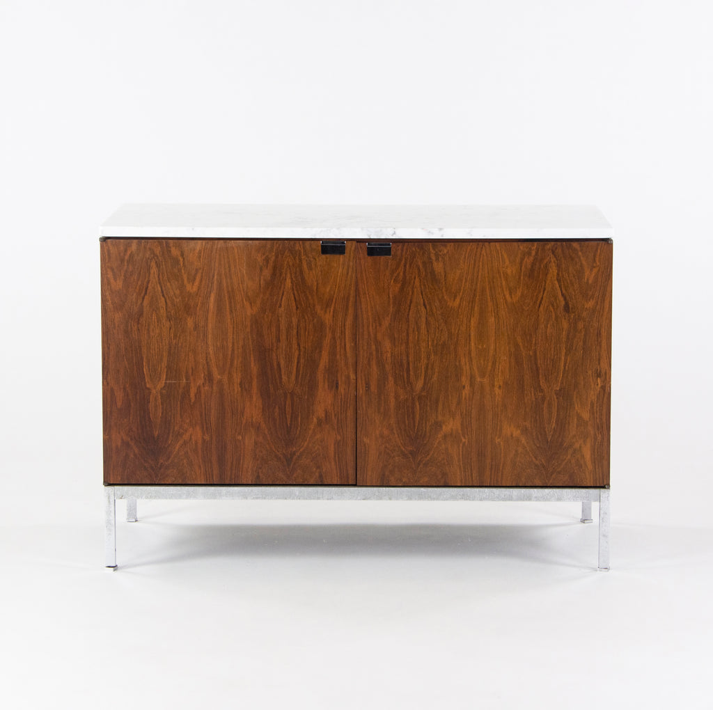 SOLD 1960's Florence Knoll Vintage Rosewood and Marble Credenza Cabinet Finished Back