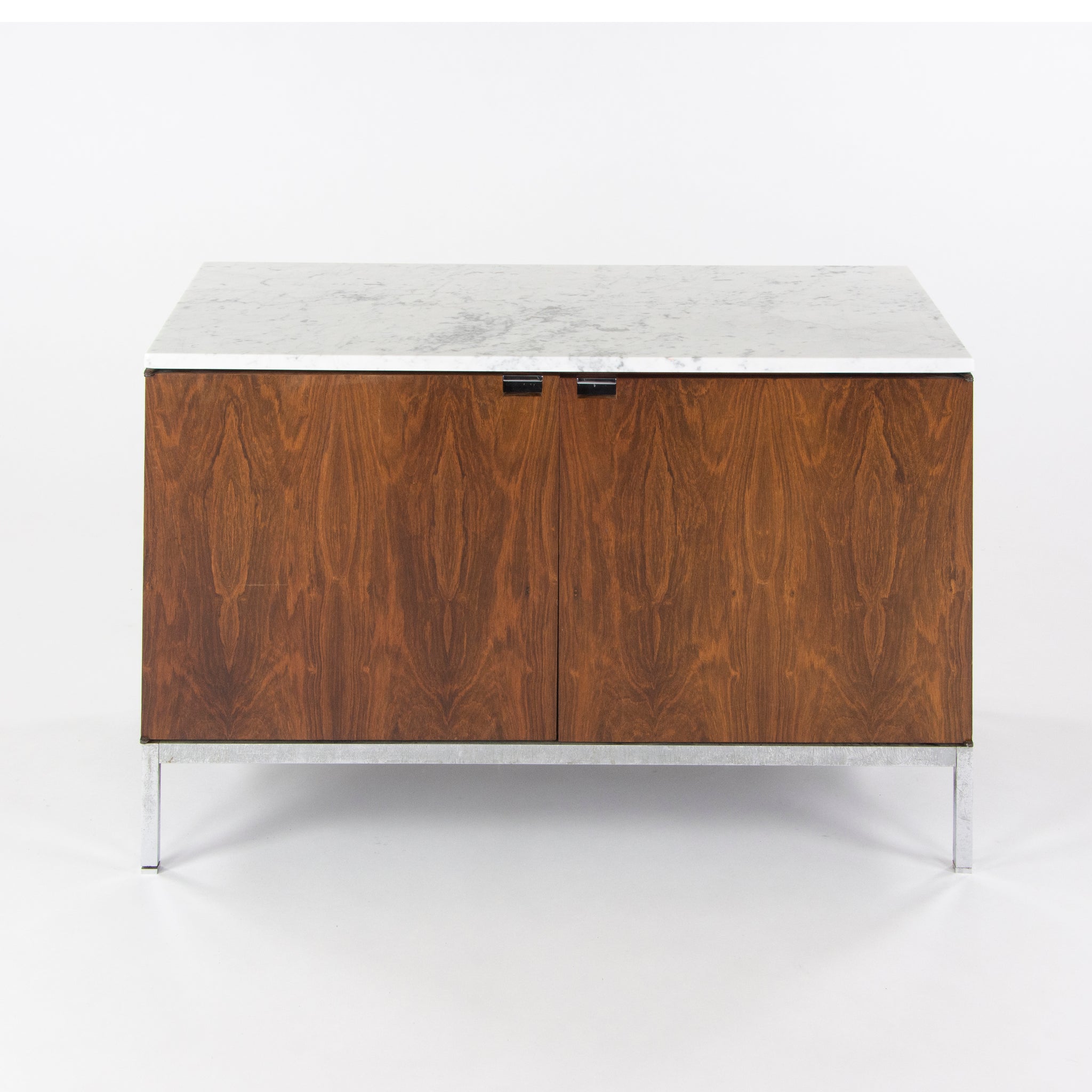 SOLD 1960's Florence Knoll Vintage Rosewood and Marble Credenza Cabinet Finished Back