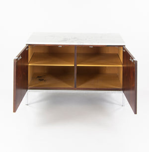 SOLD 1960's Florence Knoll Vintage Rosewood and Marble Credenza Cabinet Finished Back