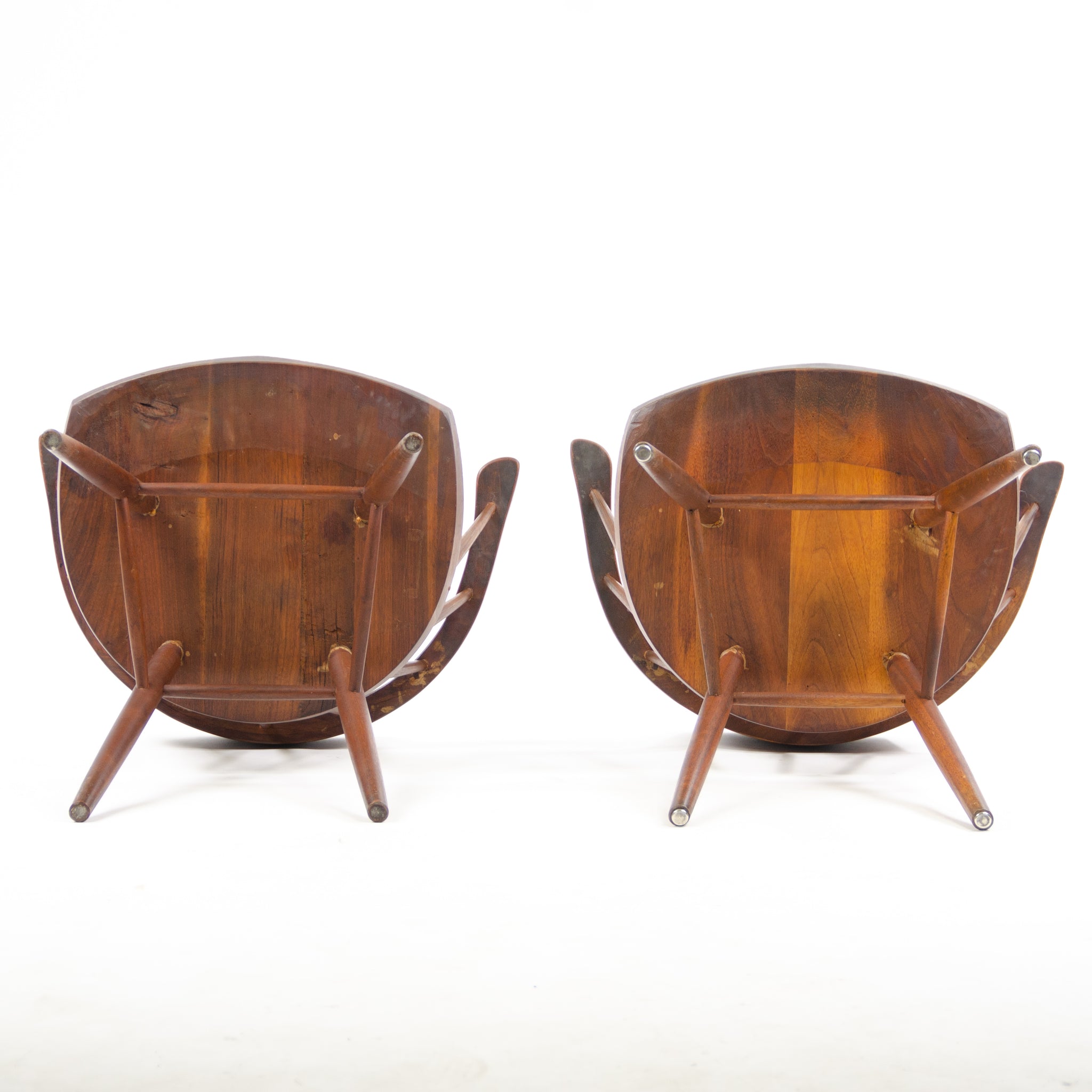 SOLD 1950's Early Vintage George Nakashima Studio Pair Captains Chairs Walnut