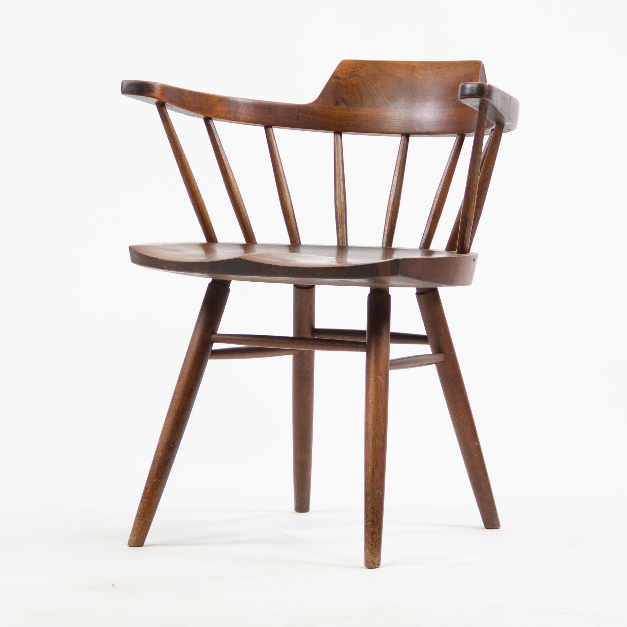 SOLD 1950's Early Vintage George Nakashima Studio Pair Captains Chairs Walnut