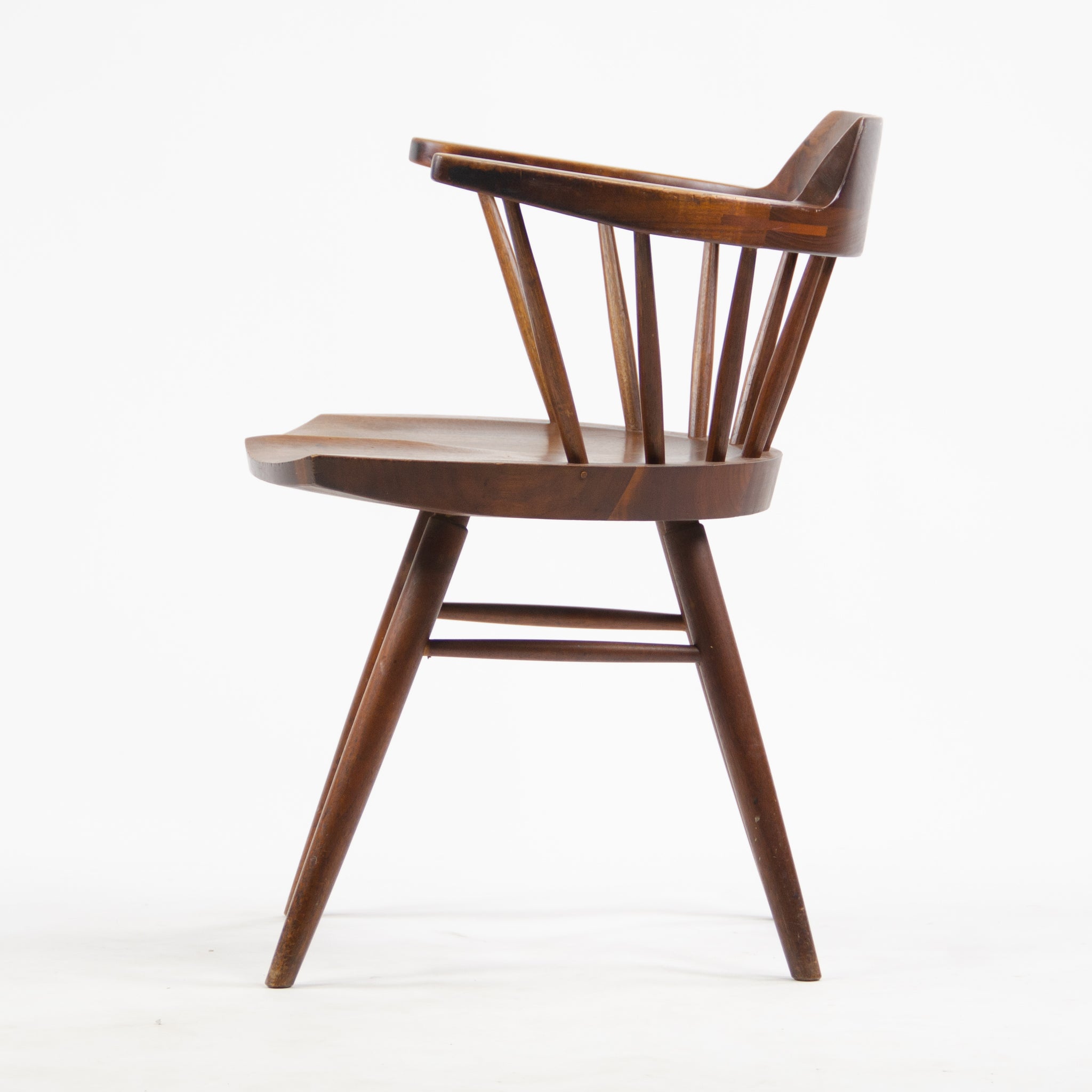SOLD 1950's Early Vintage George Nakashima Studio Pair Captains Chairs Walnut