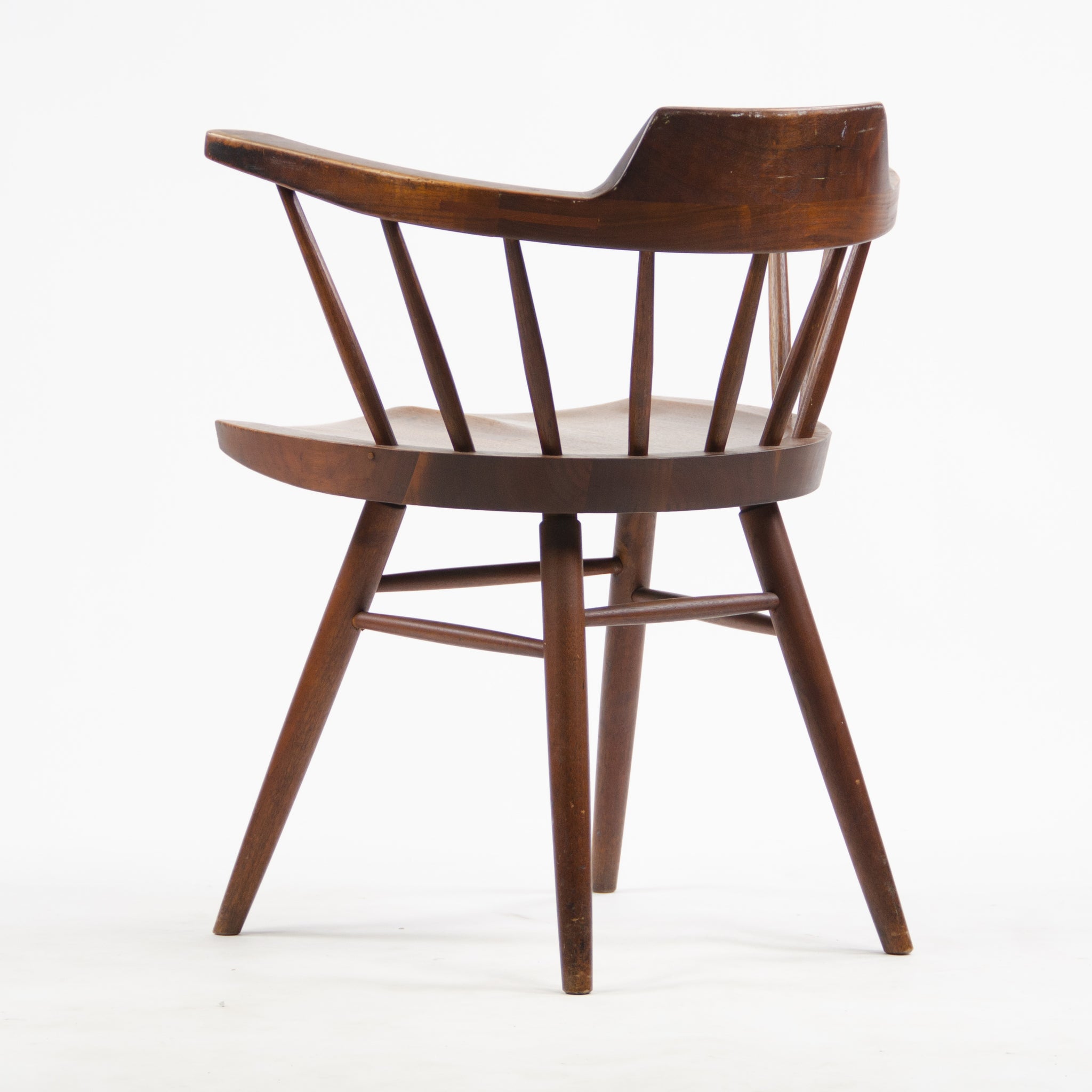 SOLD 1950's Early Vintage George Nakashima Studio Pair Captains Chairs Walnut