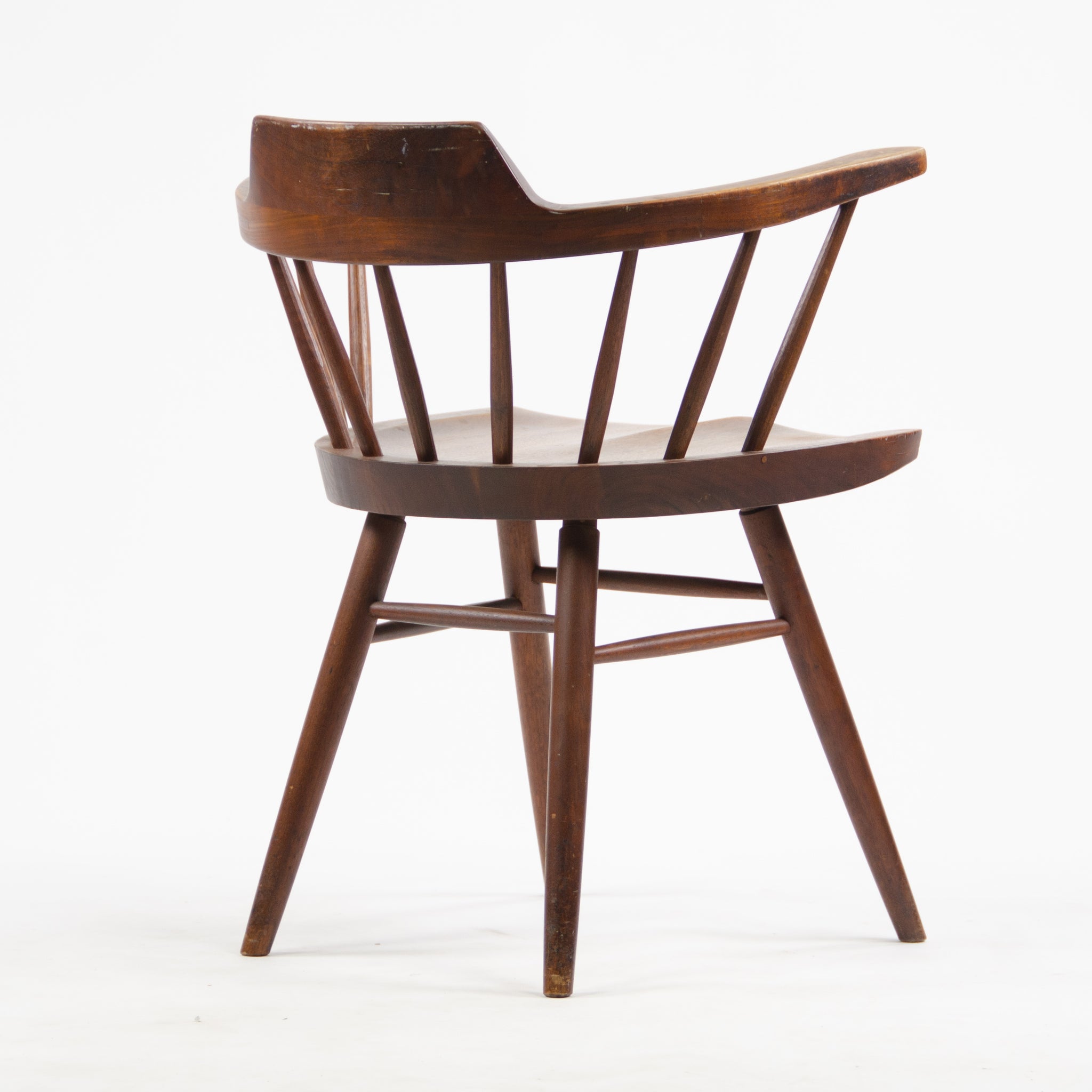 SOLD 1950's Early Vintage George Nakashima Studio Pair Captains Chairs Walnut
