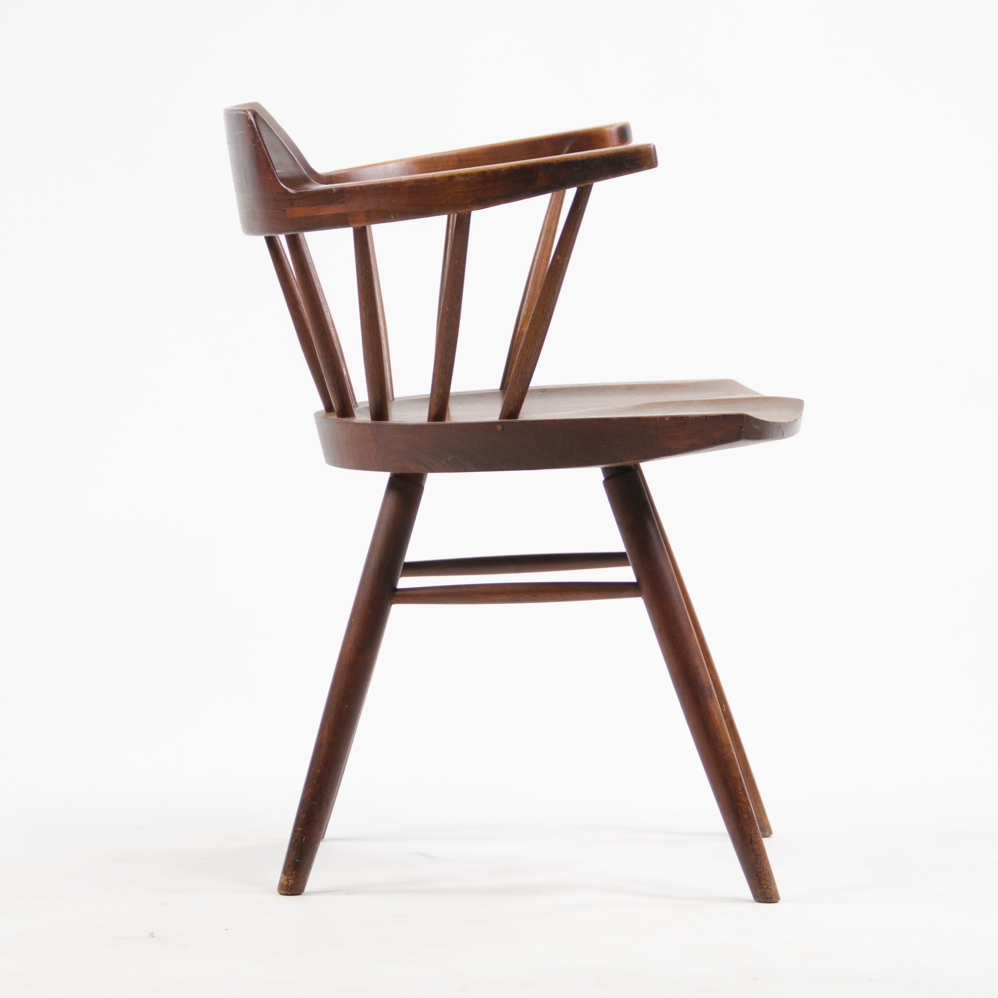 SOLD 1950's Early Vintage George Nakashima Studio Pair Captains Chairs Walnut