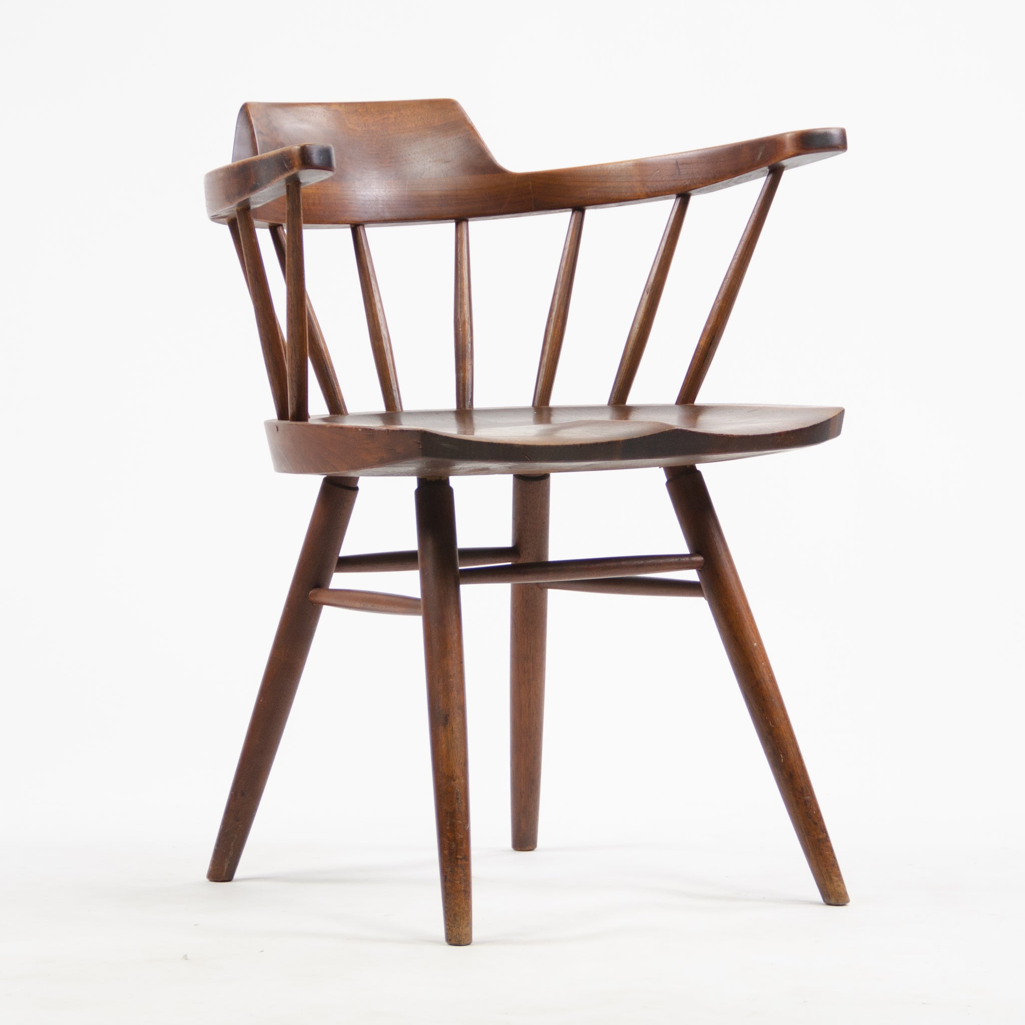 SOLD 1950's Early Vintage George Nakashima Studio Pair Captains Chairs Walnut