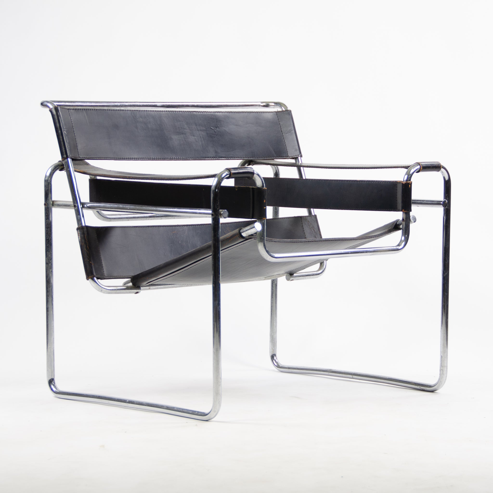 SOLD Early Gavina Knoll Stendig Marcel Breuer Wassily Chair B3 Black Leather
