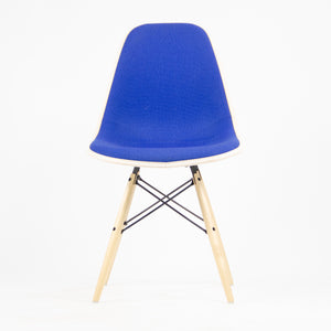 SOLD New 2014 Herman Miller Eames Plastic Upholstered Side Shell Chair Blue Fabric DSW