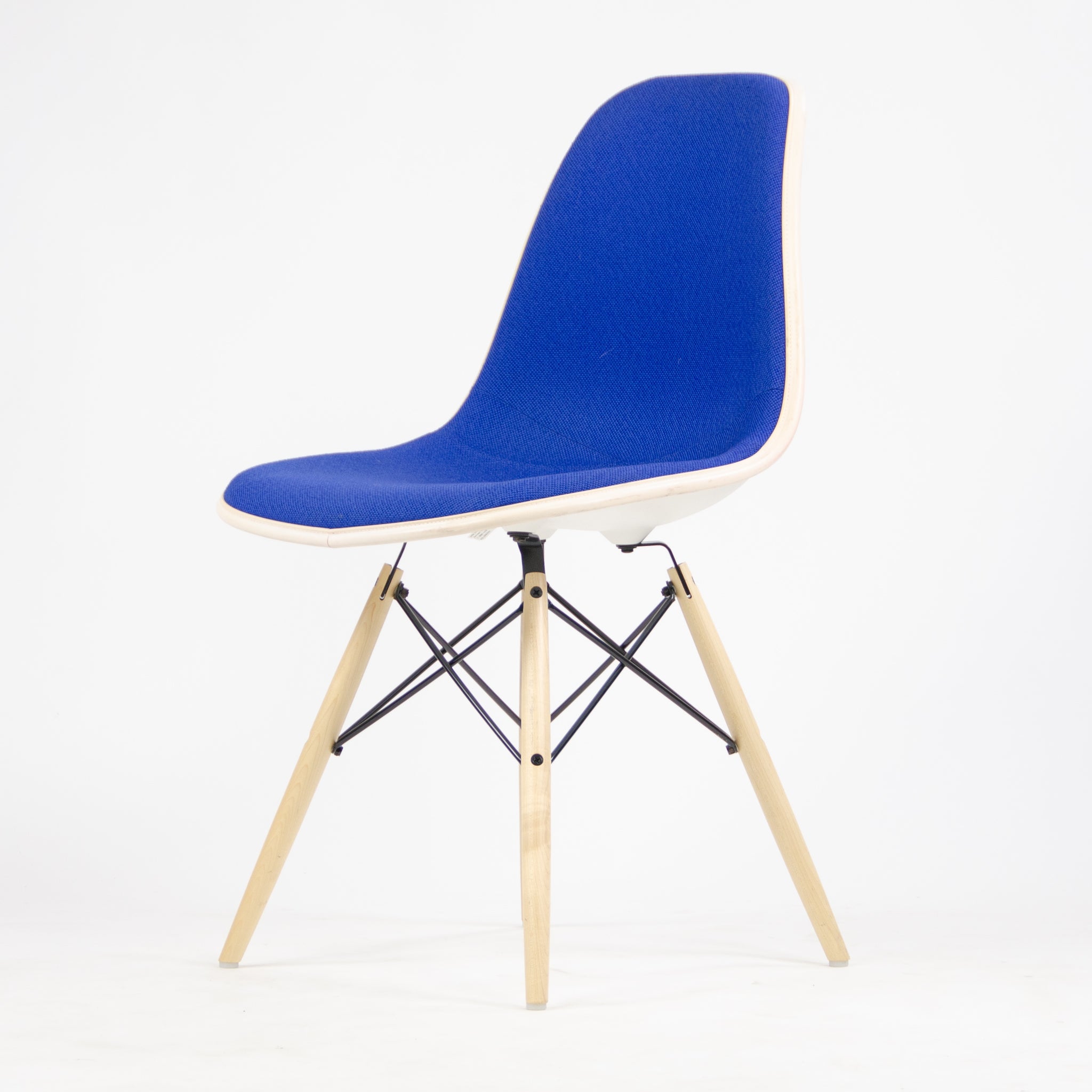 SOLD New 2014 Herman Miller Eames Plastic Upholstered Side Shell Chair Blue Fabric DSW