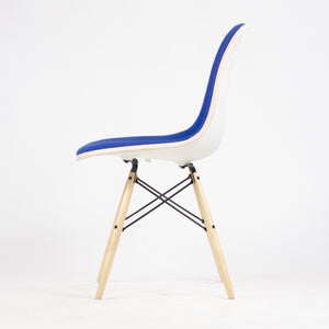 SOLD New 2014 Herman Miller Eames Plastic Upholstered Side Shell Chair Blue Fabric DSW