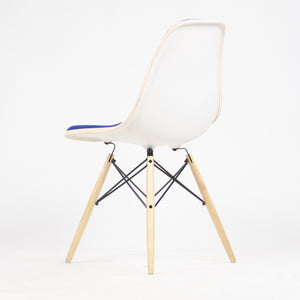 SOLD New 2014 Herman Miller Eames Plastic Upholstered Side Shell Chair Blue Fabric DSW