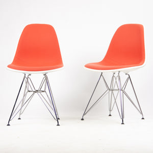 SOLD New 2017 Herman Miller Eames Plastic Upholstered Side Shell Red/Orange DSR Chairs 4x