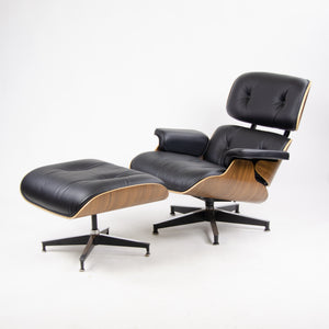 SOLD 2015 New Herman Miller Eames Lounge Chair & Ottoman Walnut 670 671 Black Leather